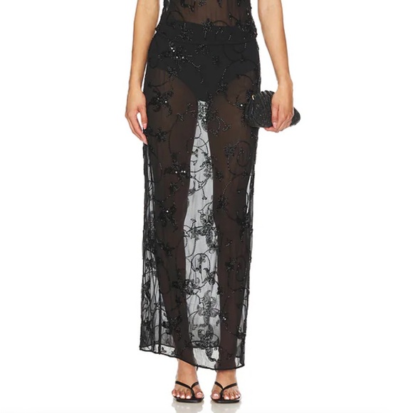 Camila Coelho Eloisia Maxi Skirt in Black - Picture 5 of 8